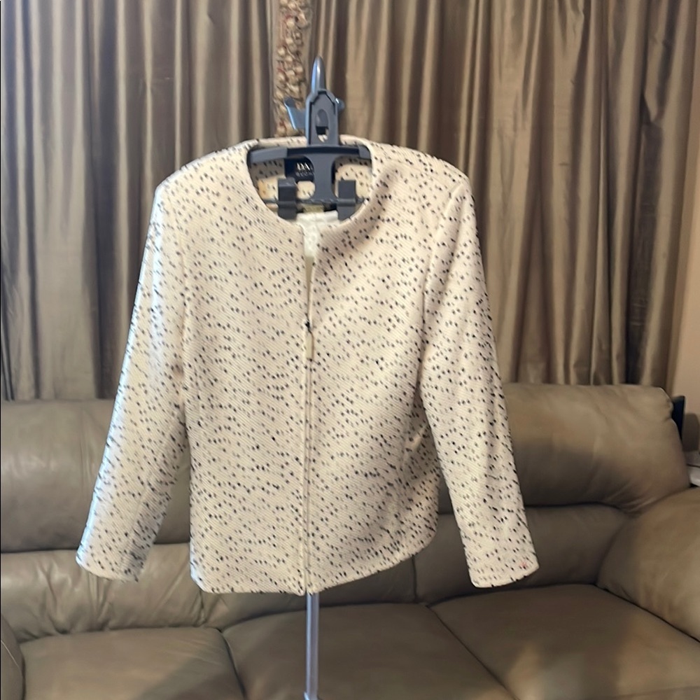 Dana Buchman Speckled Cream Teddy Jacket